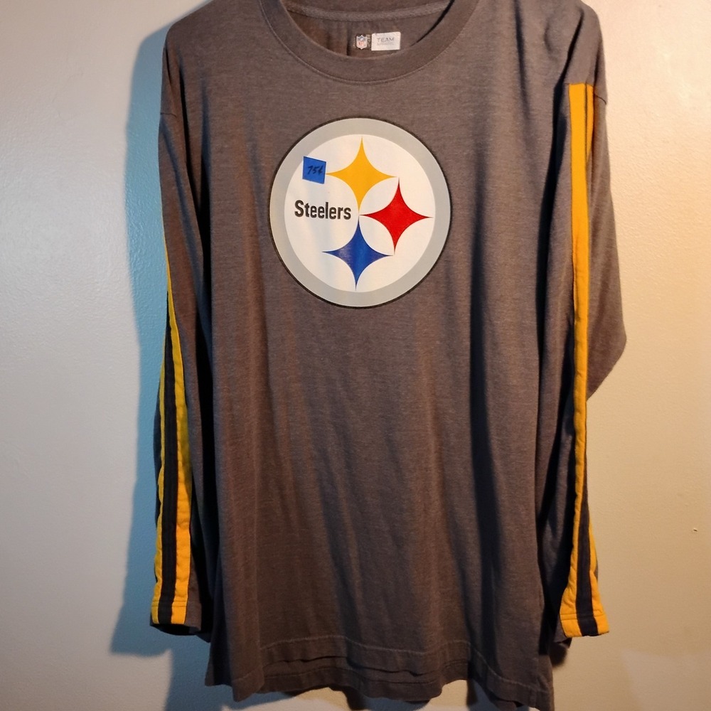 Pittsburgh Steelers NFL Apparel Long Sleeve Logo Sewn Stripe Sleeves Mens Large - Picture 9 of 16